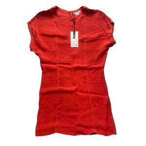Lacoste Dress Womens 4 Medium‎ Coral Rayon Stretch Cocoon Shift MSRP $225 NWT